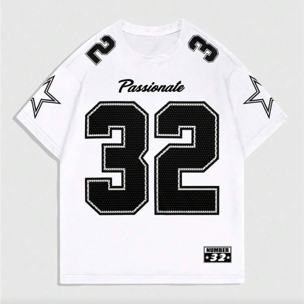 ROMWE White and Black Number 32 Men's Jersey